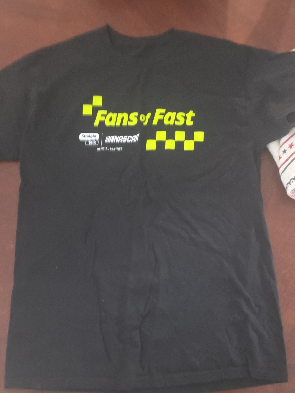 Nascar Black Tee with Neon Yellow "Fans of Fast" Graphic